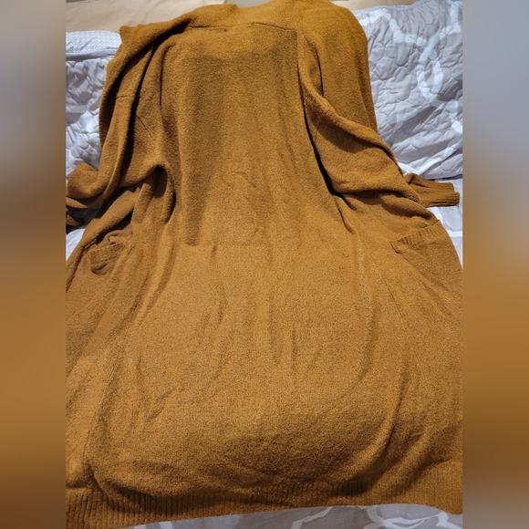 Forever 21 Longline Mustard Gold Duster Cardigan M - Picture 12 of 13